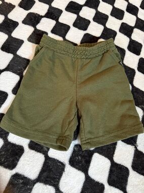 Kids Olive Fleece Pull-On Shorts with Elastic Waist
